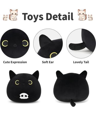 Black Cat Plush Toy 25x20 CM - Soft Stuffed Animal Pillow for Kids - Cute Black Cat Doll for Birthday and Christmas - Buy Online on GoSupps.com