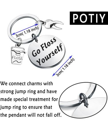 POTIY Funny Dentist Gift | Dental Hygienist Keychain - Go Floss Yourself Jewelry - Buy Online on GoSupps.com