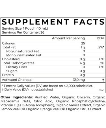 Cymbiotika Activated Charcoal Liquid Supplement for Stomach Detox & Digestive Relief - 10ml Pouches (Pack of 26) | Alleviates Gas & Bloating | Lemon Cr me Flavor - Buy Online on GoSupps.com