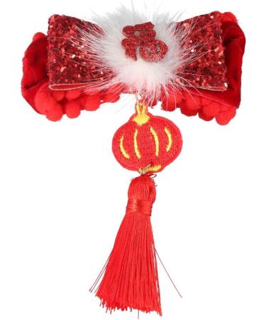 Leadigol Chinese Style Hair Clips Chinese New Year Bowknot Hair Clips Red Plush Ball Tassel Hairpin Barrettes Hair Side Clip for Girls Women Spring Festival Hair Accessories - Buy Online on GoSupps.com