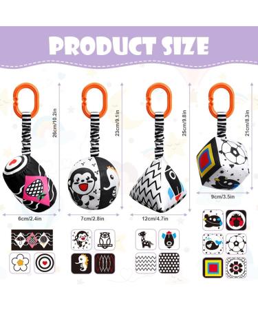 Shop Aolso Stroller Toys - 4PC Black and White Baby Hanging Toys for Newborns | Sensory Educational Car Seat Toys - Buy Online on GoSupps.com