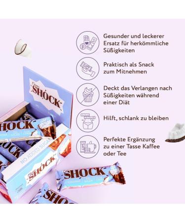Fitnesshock Protein Bar Set - Low Carb Almost Sugar-Free (1g) Coconut Flavor Fiber-Rich 12x50g - Perfect for Health & Fitness Enthusiasts - Buy Online on GoSupps.com