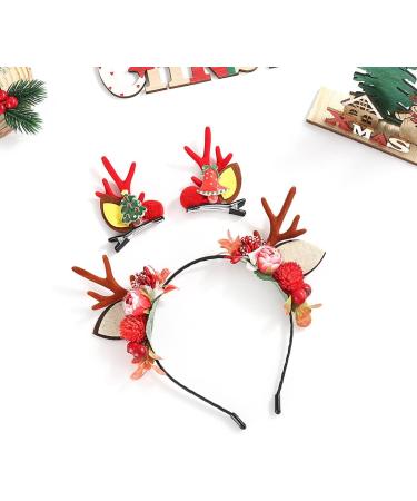 IYOU Christmas Headbands Set Reindeer Antlers Red Hair Band Flower Hair Clips Party Xmas Hair Accessories for Halloween Cosplay - Buy Online on GoSupps.com