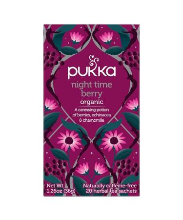 Pukka Organic Night Time Berry Herbal Tea with Chamomile  Echinacea  and Elderberry - 80 Tea Bags (20 Count x 4 Packs) for Overnight Wellness - Buy Online on GoSupps.com