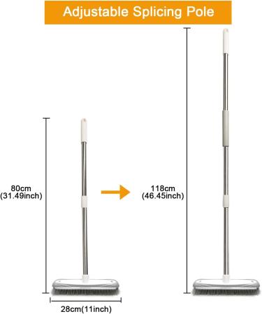 IZSOHHOME Floor Scrub Brush with Long Handle for Cleaning Tile Kitchen Bathroom Patio Wall and Deck.Adjustable Stainless Steel Long Handle-46.5" White - Buy Online on GoSupps.com