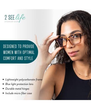 Buy 2SeeLife R-877P Tortoise Oversized Reading Glasses - 3.00 Magnification for Women - Buy Online on GoSupps.com