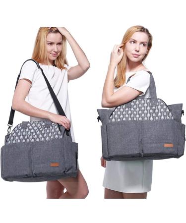 Lekebaby Diaper Bag Tote with Changing Pad - Large Travel Baby Bag for Mom and Dad - Grey - Buy Online on GoSupps.com