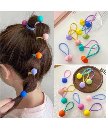 Zanwell 20pc Elastic Hair Ties with Balls Brightly Colored Marble Finish Hair Bands for Girls Bead Bubble Ponytail Holders No Damage Hair Accessories for Infants Toddlers Kids Teens - Buy Online on GoSupps.com