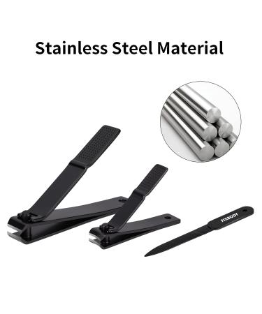 FIXBODY Black Stainless Steel Nail Clipper Set with Nail File - Sharp Fingernail & Toenail Clippers in Leather Case - Perfect Gift for Men and Women (Set of 3) - Buy Online on GoSupps.com