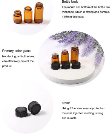 100Pcs 1ml Amber Mini Essential Oil Sample Bottles - Perfect for Oils, Perfumes & Chemicals - Buy Online on GoSupps.com