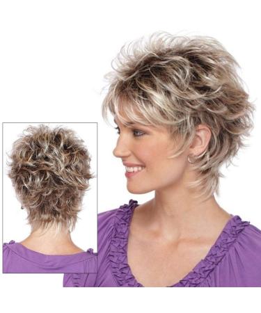 Short Blonde Real Hair Wig - Pixie Cut Layered Wigs for Women | Stylish Fluffy & Light Curly Ash Gold Options - Buy Online on GoSupps.com