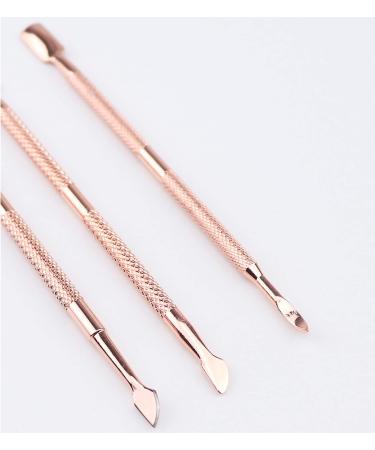 HaimiLiya 3Pcs Double Ended Stainless Steel Cuticle Pusher Set - Rose Gold Finish - Buy Online on GoSupps.com