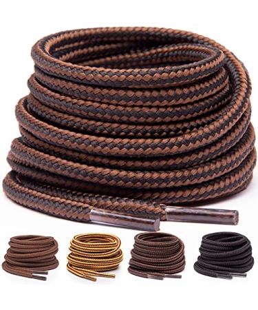 Miscly Round Boot Laces 1 Pair Heavy Duty and Durable Shoelaces for Boots, Work Boots & Hiking Shoes 54 (137 CM) Black - Brown Combo