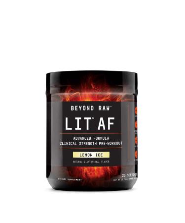 Beyond Raw LIT AF | Advanced Formula Clinical Strength Pre-Workout Powder | Contains Caffeine, L-Citruline, and Nitrosigine | Lemon Ice | 20 Servings 15.75 Ounce (Pack of 1)