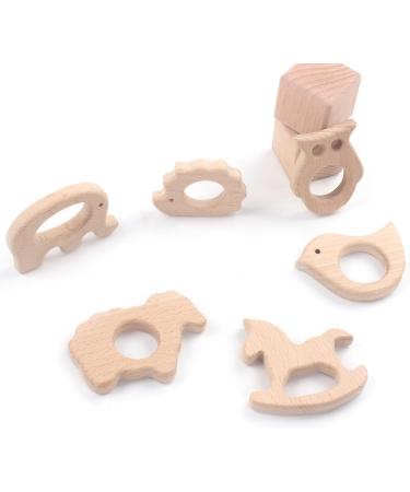 Baby Teether Wooden Teething Toys - Forest Animals DIY Bracelet Clip Necklace Set of 6 - Buy Online on GoSupps.com