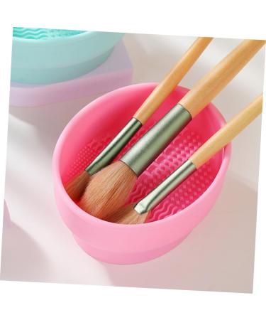 Housoutil Makeup Brush Cleaning Cup Makeup Brush Cleaners Make up Sponge Cleaner Makeup Brush Cleaning Pads Make up Brush Cleaner Cleaning Bowl Silica Gel Powder Puff Pink - Buy Online on GoSupps.com