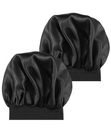 Lurrose 2pcs Satin Sleep Cap Wide Band Hat Elastic Head Cover Natural Hair Bonnet Hair Cover for Sleeping Night Cap - Buy Online on GoSupps.com