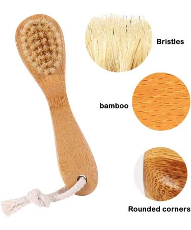 5 Pack Dry Brushing Body Brush Set for Glowing Skin - Boar Bristle, Long Handle & Face Cleansing Brush (Brown) - Buy Online on GoSupps.com