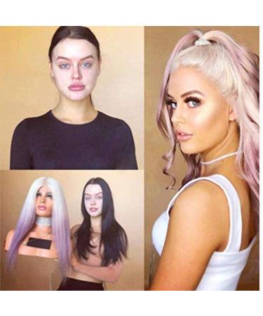BGHJUE WIG Adult Long Hair in Pink Gradient Synthetic Wig with Side Fringe Natural Headline Fashion Gluess Hair Replacement Party Wigs for Women