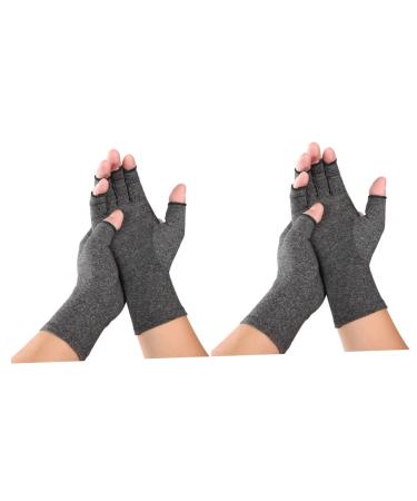 Healvian 2 Pairs Compression Gloves Compressive Sports Gloves Half Finger Indoor Gloves Care