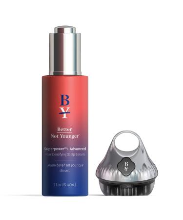 Better Not Younger Superpower Advanced Duo - 2 fl.oz. Hair Densifying Scalp Serum & Scalp Massaging Applicator - Hair Density Serum Gel for Stronger & Thicker-Looking Hair  Designed for Women Over 40