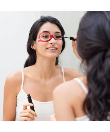 Buy Sonew Make-Up Glasses with Magnification - Rotatable Unique Lens for Enlarged Eyes | Essential Beauty Tool for Women (Red 150) - Buy Online on GoSupps.com