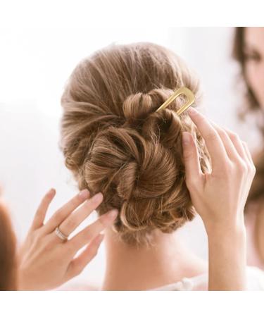 Lusofie 6Pcs Metal U Shaped Hair Pins - Retro French Hair Sticks for Women - Updo Chignon Hairstyle Accessories in Gold Silver - Buy Online on GoSupps.com