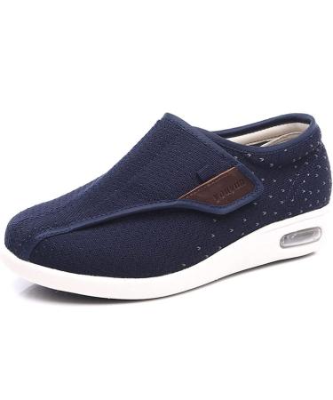 LLDDP Diabetic Shoes for Men Wide Width Elderly Men's Diabetic Shoes Adjustable Closure Lightweight Breathable Swollen Feet Walking Edema Sneakers 8 Blue