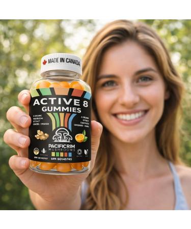 Pacific Rim Mushrooms Active 8 Mushroom Gummies Lion s Mane Reishi Cordyceps Blend | Energy Focus & Immune Support | Orange Ginger | 60 Gummies - Buy Online on GoSupps.com