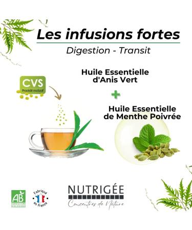 NUTRIG E - Organic Digestive Comfort Infusion - Triple Action - Digestion Transit & Bloating - Peppermint Fennel Purple Marshmallow Rhubarb - Rich in Soluble Plant Concentrates - 30 Sachets - Buy Online on GoSupps.com