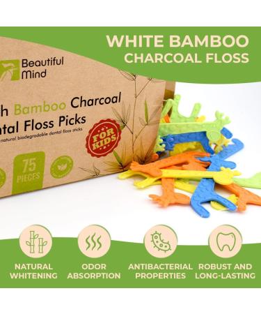 Organic Dental Floss Picks for Kids - Biodegradable Vegan & Plastic-Free Bamboo Charcoal Sticks - Buy Online on GoSupps.com