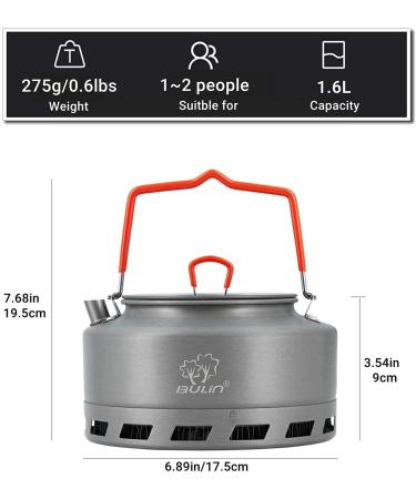 Bulin Camping Kettle 1.6L Aluminum Alloy Campfire Coffee Tea Pot - Fast Heating Outdoor Gear for Hiking & Travel - Ultralight & Portable - BLACK - Buy Online on GoSupps.com