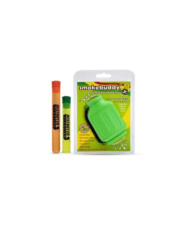 100% Authentic Smoke Buddy Bundled with Two Exclusive Destroyer Plastics Odor Proof Tubes One Large One Small (Smoke Buddy Junior, Lime) Smoke Buddy Junior Lime