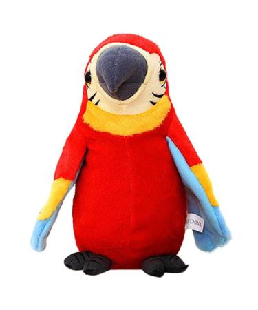Moonlove Cute talking parrot toy record Interactive Plush toy repeat speaking parrot waving wings Funny plush bird toy for kids children Christmas Birthday Gift Classic Red