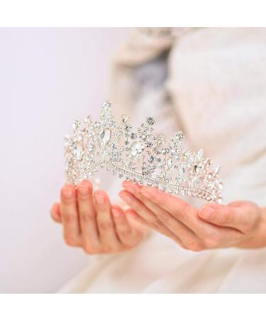 Tgirls Baroque Bridal Wedding Crown Princess Tiara Rhinestone Headband - Silver - Buy Online on GoSupps.com