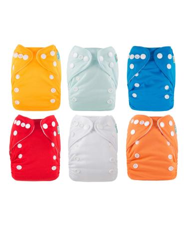 ALVABABY Newborn Cloth Diapers Pocket for Less Than 12pounds Cloth Diaper 6pcs with 12 Insert 6SVB03 Snaps Pure Color 03 6 Count (Pack of 1)