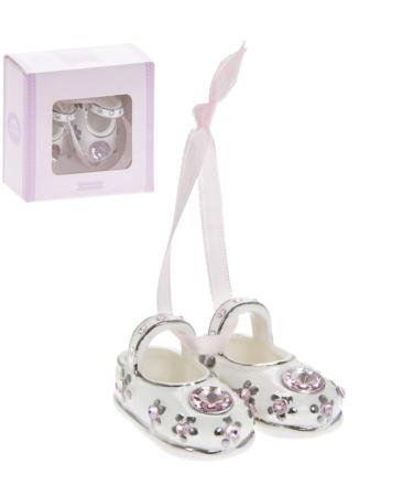 Baby Girl Pink Diamante China Shoes Baby Shower Christening Pram Charm Gift