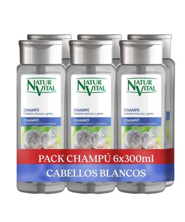 NaturVital NaturVital Silver Shampoo Paraben Free Natural White and Grey Hair Mattifying Platinum Grey Hair Blue Pigment for Men and Women 6 x 300 ml