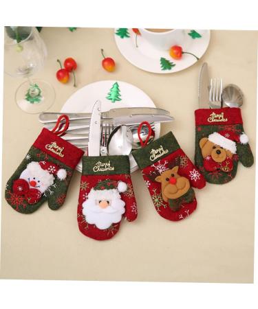 FELTECHELECTR 4 pcs Bag Holder Bear Christmas Bags Gloves Decoration Little Cutlery Cutter Candy and Forks 14X9cm As Shown - Buy Online on GoSupps.com