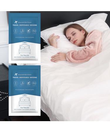OTITYAN 2 Pack Disposable Bed Sheets Travel Set, Disposable Sheets Travel Bedding Cover for Hotel, Disposable Travel Sheet with Quilt Cover and Pillowcase for Travel Business Trip Hospital Disposable bed sheets 2 pack