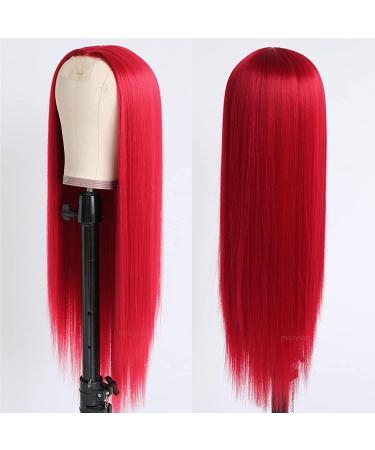 Missyvan Ruby Red Long Straight Synthetic Wig - Natural Look, Heat Resistant Fiber, Middle Parting - Buy Online on GoSupps.com