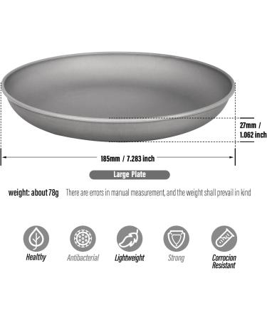 TiTo Titanium Plate Dish - Ultralight Round Dinner Dishes for Outdoor Camping, BBQ, Hiking, Picnic (Large) - Buy Online on GoSupps.com