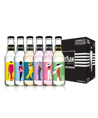Tonic Water Taster Pack by the Artisan Drinks Co. - 200mlx6 Bottles - Classic London Tonic Skinny London Tonic Amalfi Lime Tonic Pink Citrus Tonic Violet Blossom Tonic & Agave Lemon Tonic