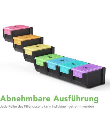 Buy Opret 7-Day Tablet Box - German Rainbow Pill Organizer & Weekly Medication Holder in Black - Buy Online on GoSupps.com