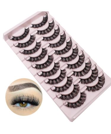 Shop Russian Strip Lashes - Natural Look Waterproof Thick Faux Mink Eyelashes 10 Pairs 15mm Fluffy Volume - Buy Online on GoSupps.com