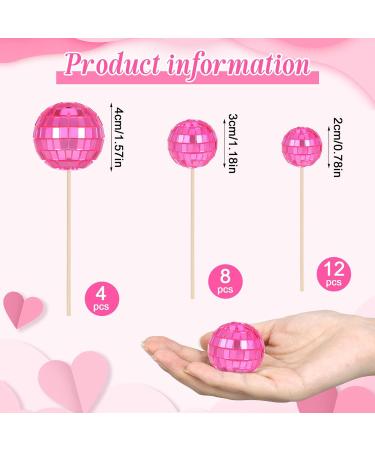 libfrnt 24 PCS Pink Disco Ball Cake Toppers 1970S Mini Disco Ball Cupcake Toppers Decorative Disco Ball Cake Decoration for 70s Disco Theme Birthday Bachelorette Party Accessories - Buy Online on GoSupps.com