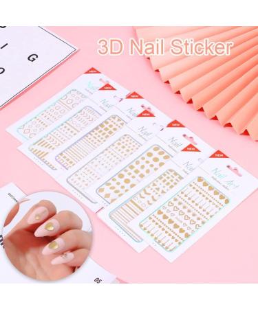 Nail Art Geometric Lines Stripe Silver Gold Nail Art Decoration Shining Decals 3D Nail Sticker Transfer Stickers(2) Style2 - Buy Online on GoSupps.com