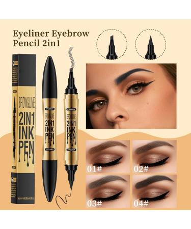 TOEECY Double Sided Eyebrow Pencil 2-in-1 Liquid Eyeliner and Eyebrow Brush Quick Dry Waterproof Perfect Eye Makeup Ideal for Daily Travel Women(Black) - Buy Online on GoSupps.com