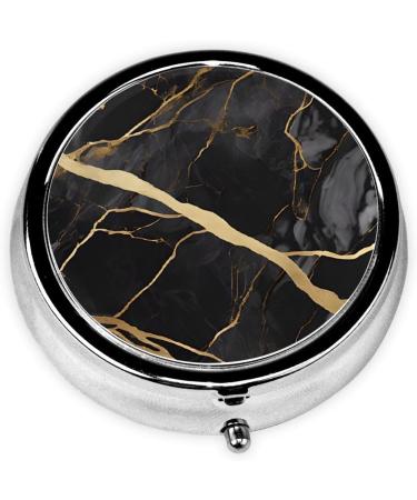 Colored Marble Round Pill Box - 3 Compartment Mini Portable Medicine Organizer for Travel & Vitamins - Buy Online on GoSupps.com