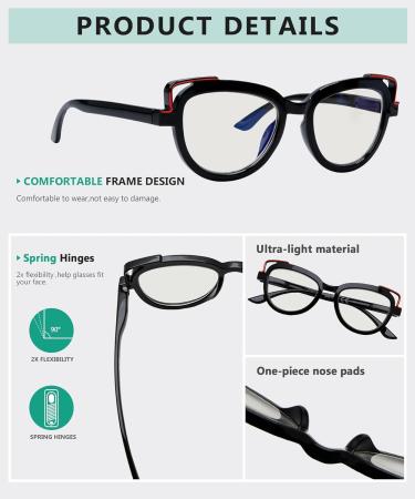 Eyekepper 4-Pack Multifocal Reading Glasses for Women - Blue Light Blocking Cat-Eye Progressive Readers (2.25x) - Stylish Mix Colors - Buy Online on GoSupps.com